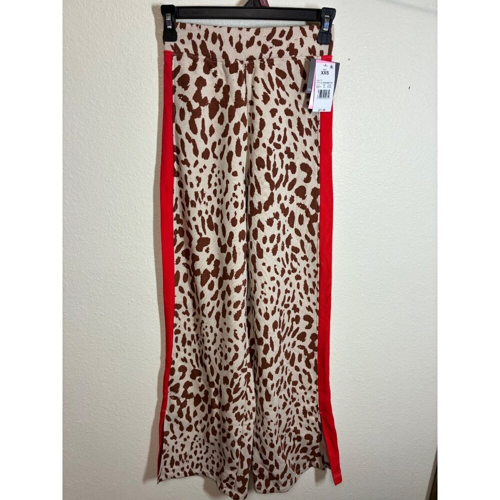 Leopard Print Joggers with Red Stripes